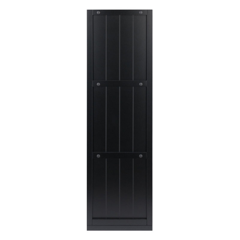 Pemberly Row 3x3 Modern Wood Storage Cabinets with Wainscoting Panel in Black