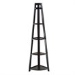 Pemberly Row 5-Tier A-Frame Modern Solid Wood Corner Book Shelf in Black