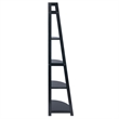Pemberly Row 5-Tier A-Frame Modern Solid Wood Corner Book Shelf in Black
