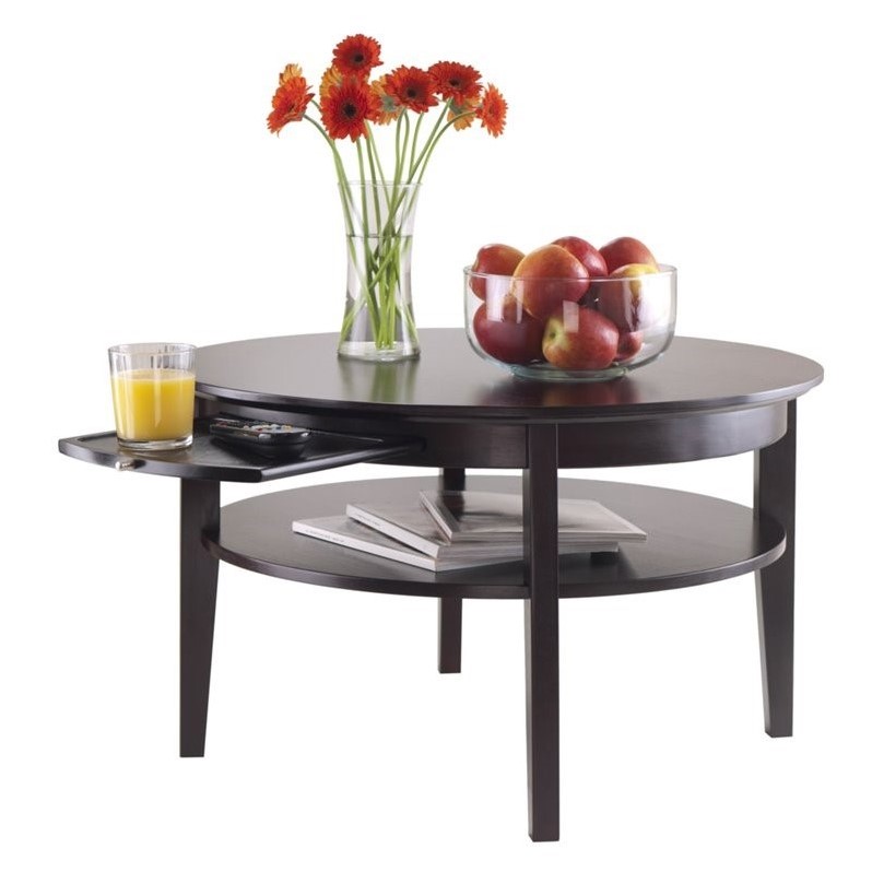 Pemberley Row Solid Wood Dark Espresso Coffee Table Round 29.92