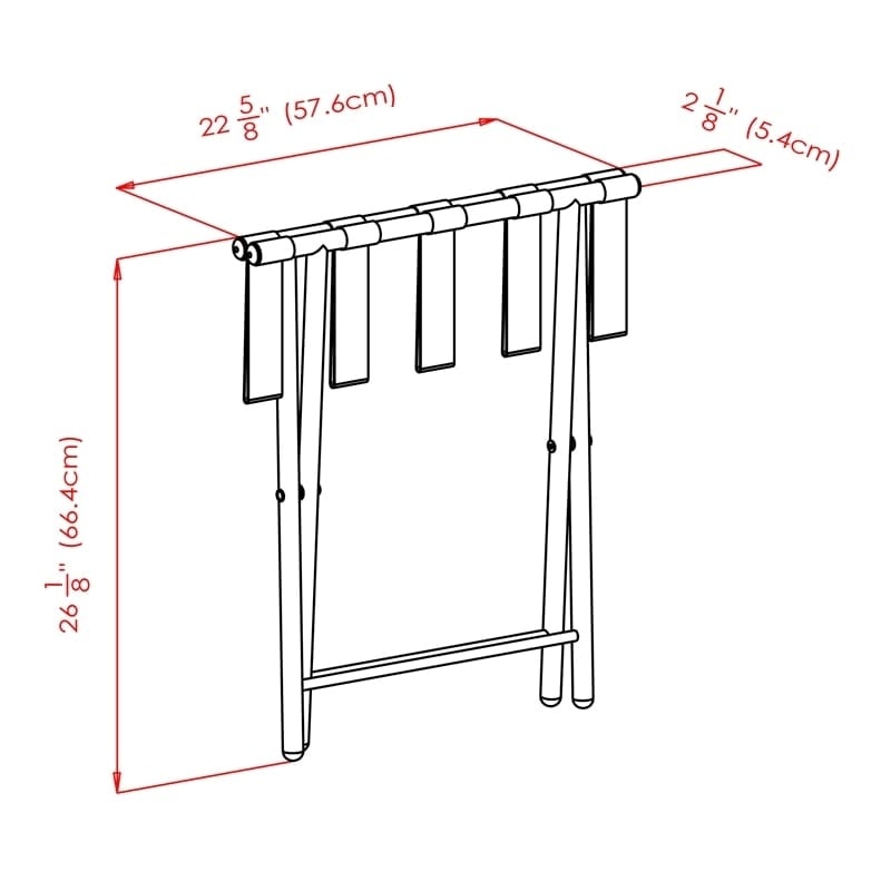 Pemberly Row Metal Luggage Rack with Folding Straight Leg in Antique Bronze