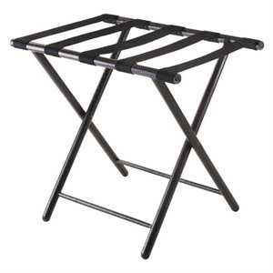 Pemberly Row Metal Luggage Rack with Folding Straight Leg in Antique Bronze