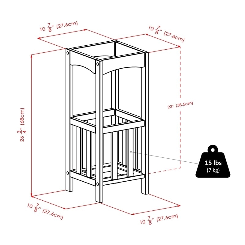 Pemberley Row Solid Wood Walnut Umbrella Stand Rectangular Single Shelf 26.77