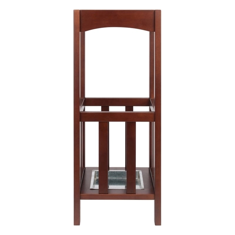 Pemberley Row Solid Wood Walnut Umbrella Stand Rectangular Single Shelf 26.77