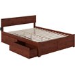 Pemberly Row King Wood Platform Bed with Footboard and Storage Drawers in Walnut