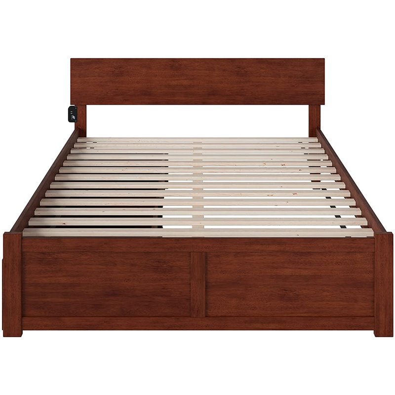 Pemberly Row King Wood Platform Bed with Footboard and Storage Drawers in Walnut