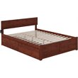 Pemberly Row King Wood Platform Bed with Footboard and Storage Drawers in Walnut
