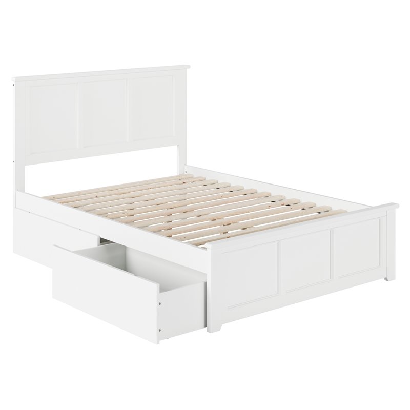 Pemberly Row Full Platform Bed with Matching Footboard & Storage Drawers - White