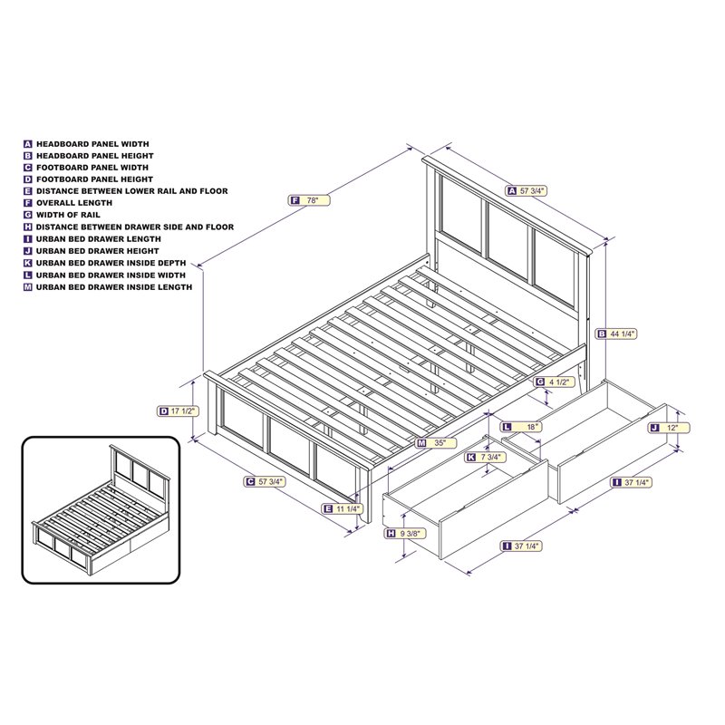 Pemberly Row Full Platform Bed with Matching Footboard & Storage Drawers - White