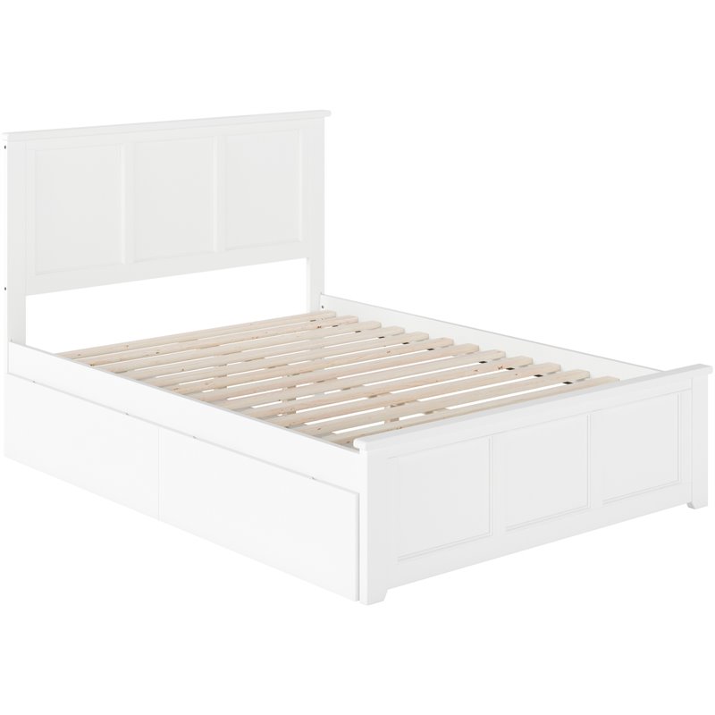 Pemberly Row Full Platform Bed with Matching Footboard & Storage Drawers - White
