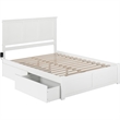 Pemberly Row Queen Wood Platform Bed with Footboard and Storage Drawers in White
