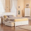 Pemberly Row King Wood Platform Bed with Footboard & Storage Drawers in White
