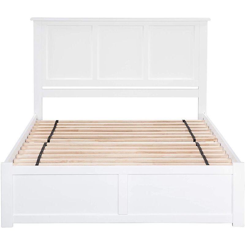 Pemberly Row King Wood Platform Bed with Footboard & Storage Drawers in White