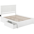 Pemberly Row King Wood Platform Bed with Footboard & Storage Drawers in White