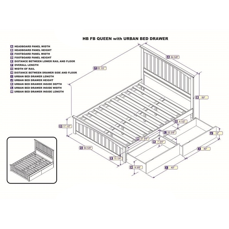 Pemberly Row Queen Platform Bed with Footboard & Storage Drawers in Walnut