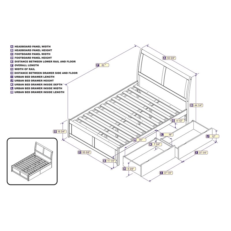 Pemberly Row Full Storage Wood Platform Bed with Matching Footboard in White