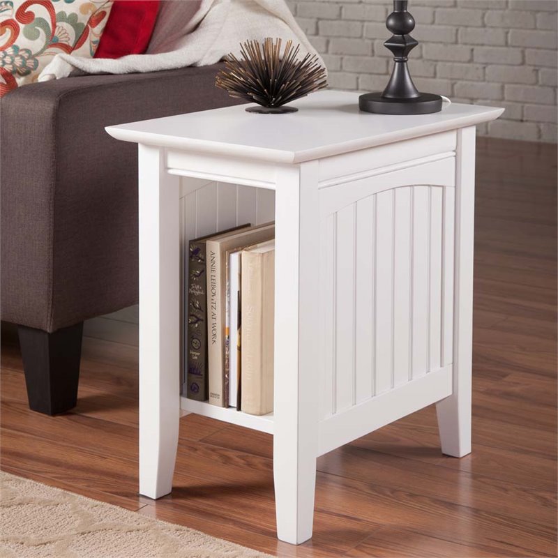 Pemberly Row Transitional Solid Wood Chair Side Table in White