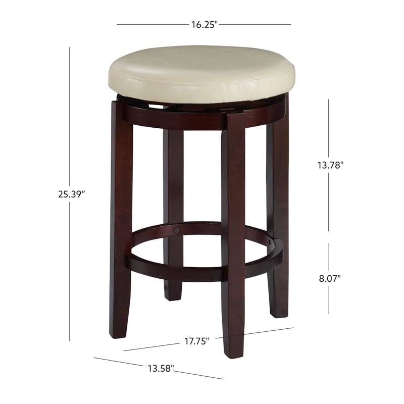 Pemberley Row Wood White Bar Stool Chair Round Rotating Footrest 25.39