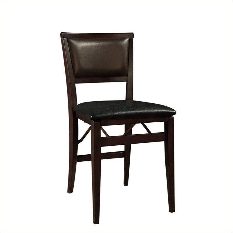 Pemberley Row Vinyl Espresso Folding Stool Rectangular Fully Assembled 33