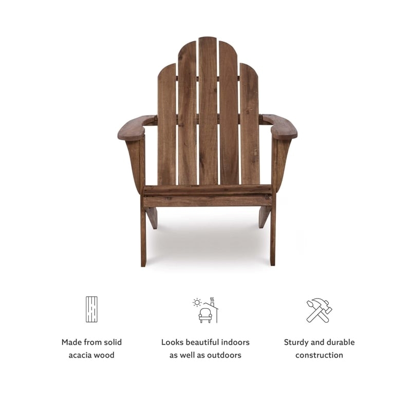 Pemberly Row Transitional Wood Outdoor Chair in Acorn Brown Stain