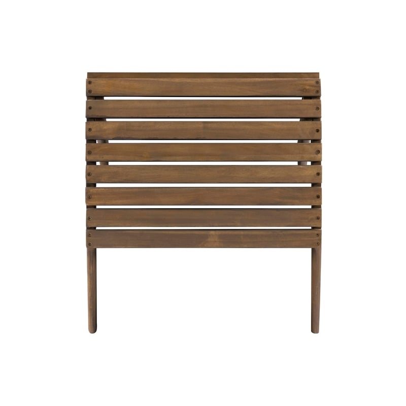 Pemberly Row Transitional Wood Outdoor Ottoman in Acorn Brown Stain