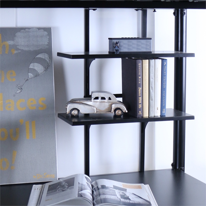 Pemberly Row Metal Full over Workstation Bunk Bed in Black