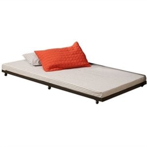 Pemberly Row Twin Roll-Out Trundle Bed Frame in Black