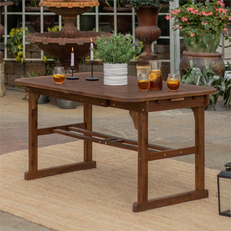 Pemberly Row 7 Piece Acacia Patio Dining Set in Dark Brown