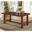 Pemberly Row Drop Leaf Trestle Wood Dining Table in Dark Oak