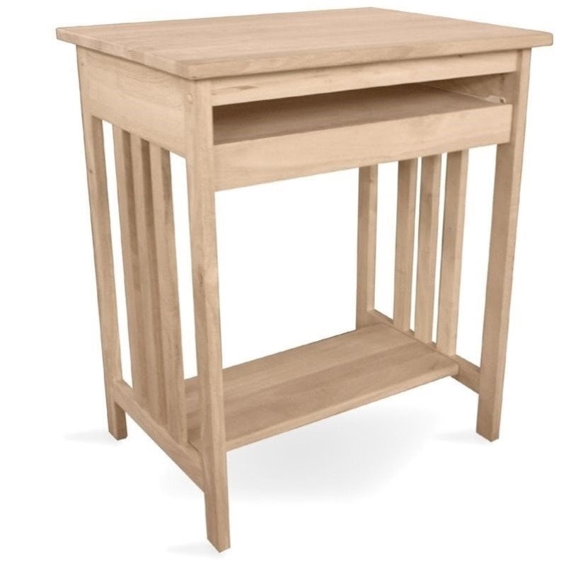 Pemberly Row Unfinished Mission Wood Computer Cart