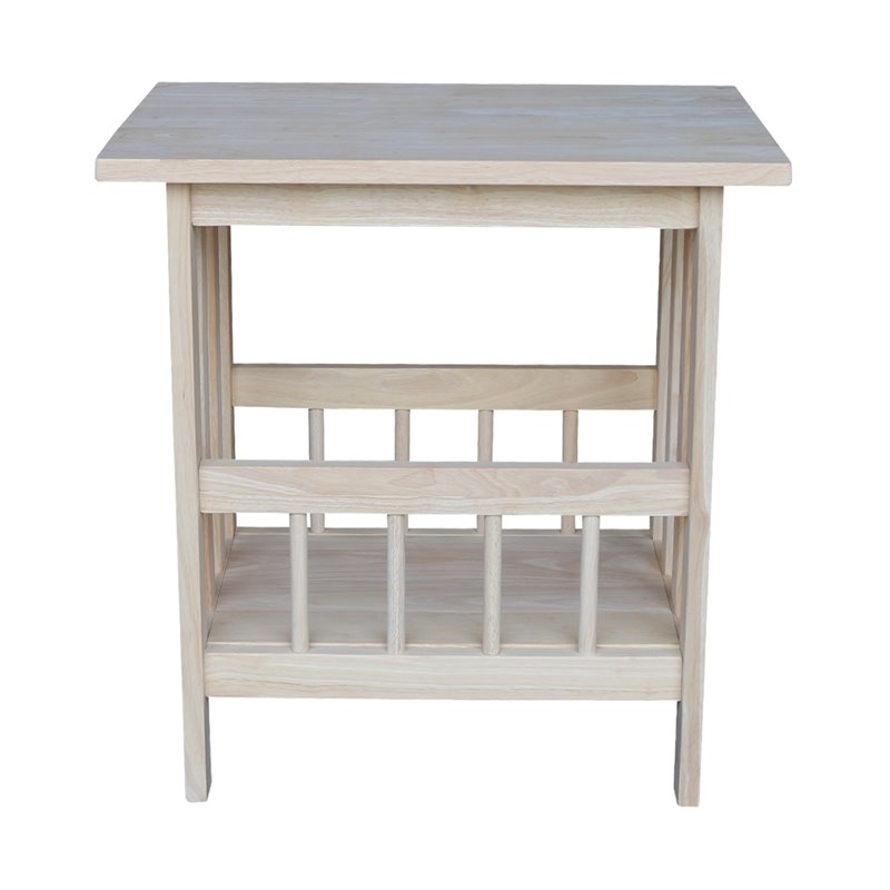 Pemberly Row 1 Shelf Solid Para Wood Magazine End Table in Natural