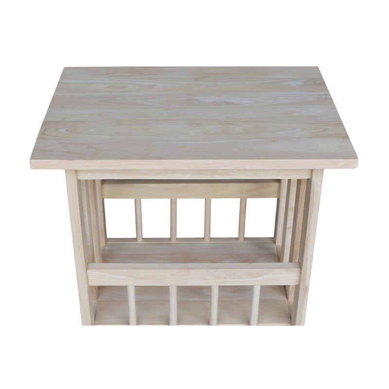 Pemberly Row 1 Shelf Solid Para Wood Magazine End Table in Natural