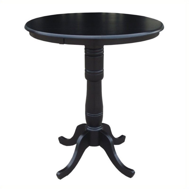 Pemberley Row Solid Wood Black Dining Table Round Adjustable 36