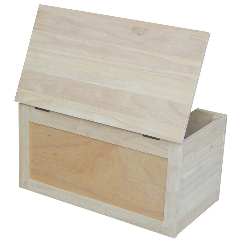 Pemberley Row Solid Wood Natural Storage Box Rectangular Safety Hinge 22