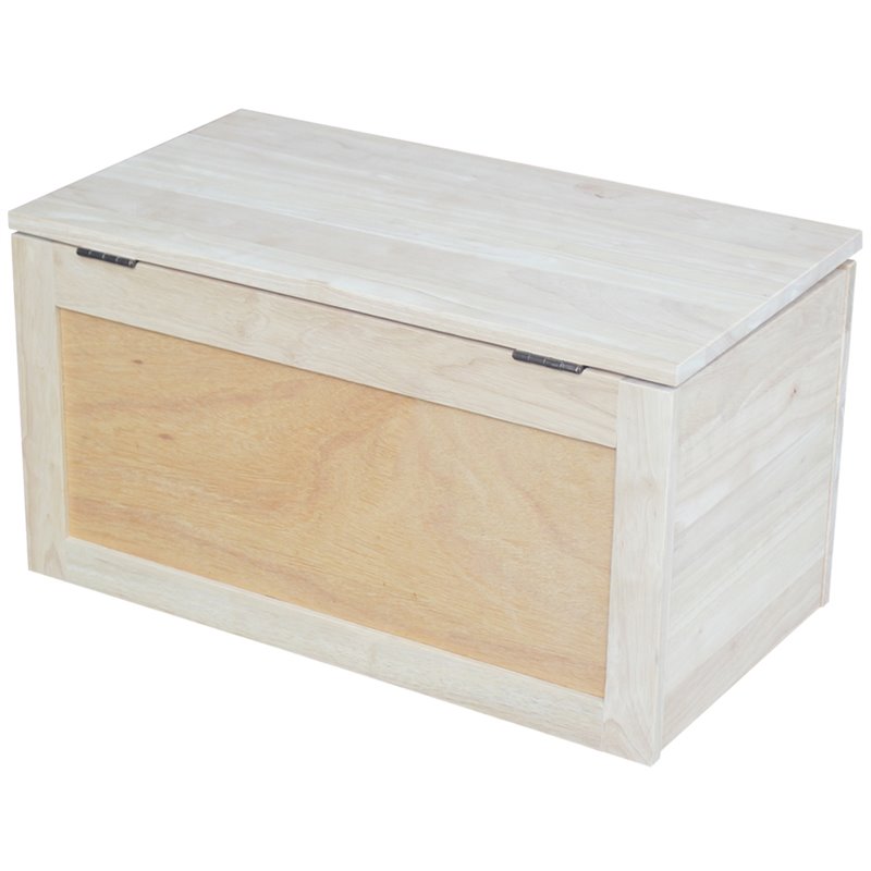 Pemberley Row Solid Wood Natural Storage Box Rectangular Safety Hinge 22