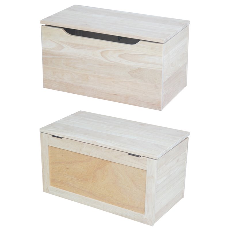 Pemberley Row Solid Wood Natural Storage Box Rectangular Safety Hinge 22