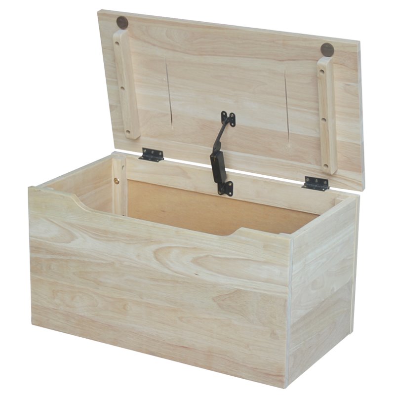 Pemberley Row Solid Wood Natural Storage Box Rectangular Safety Hinge 22
