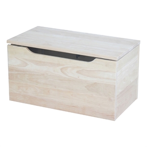 Pemberley Row Solid Wood Natural Storage Box Rectangular Safety Hinge 22&quot Ready to Assemble