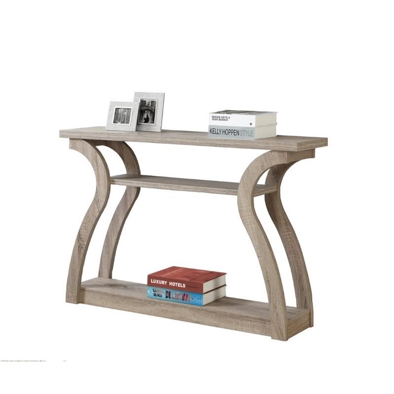 Pemberley Row Wood Dark Taupe Console Table Rectangular Three-Tiered 47