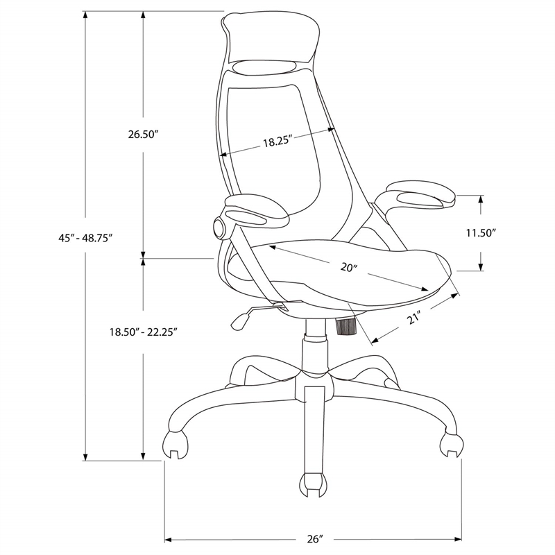 Pemberly Row Adjustable High Back Office Chair in Black