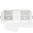 Pemberley Row Hardwood White Buffet Rectangular Adjustable Shelves 57