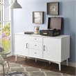 Pemberley Row Hardwood White Buffet Rectangular Adjustable Shelves 57