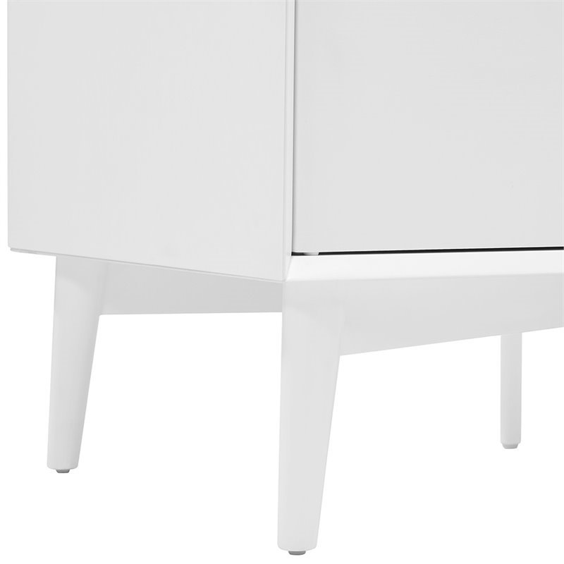 Pemberley Row Hardwood White Buffet Rectangular Adjustable Shelves 57