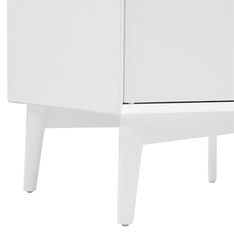 Pemberley Row Hardwood White Buffet Rectangular Adjustable Shelves 57