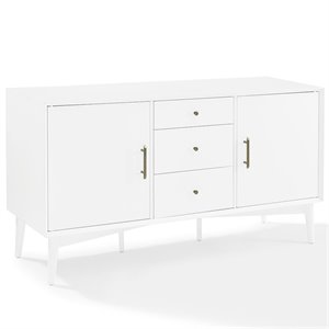Pemberley Row Hardwood White Buffet Rectangular Adjustable Shelves 57&quot Unassembled