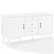 Pemberley Row Hardwood White Buffet Rectangular Adjustable Shelves 57