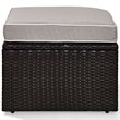 Pemberly Row Wicker Patio Ottoman with Gray Cushions