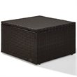 Pemberly Row Wicker Patio Ottoman with Gray Cushions