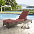 Pemberly Row Wicker Patio Chaise Lounge in Brown and Sangria