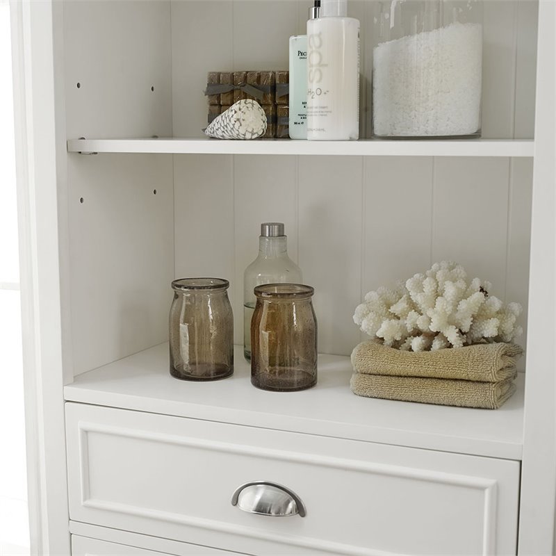 Pemberley Row Solid Hardwood White Linen Cabinet Rectangular Deep Storage Drawer 60